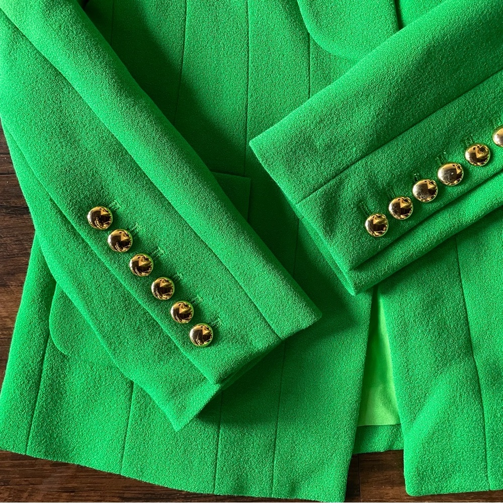 SERGIO HUDSON Stretch-wool crepe Bottega Green blazer and Skirt Suit Set - Picture 6 of 12